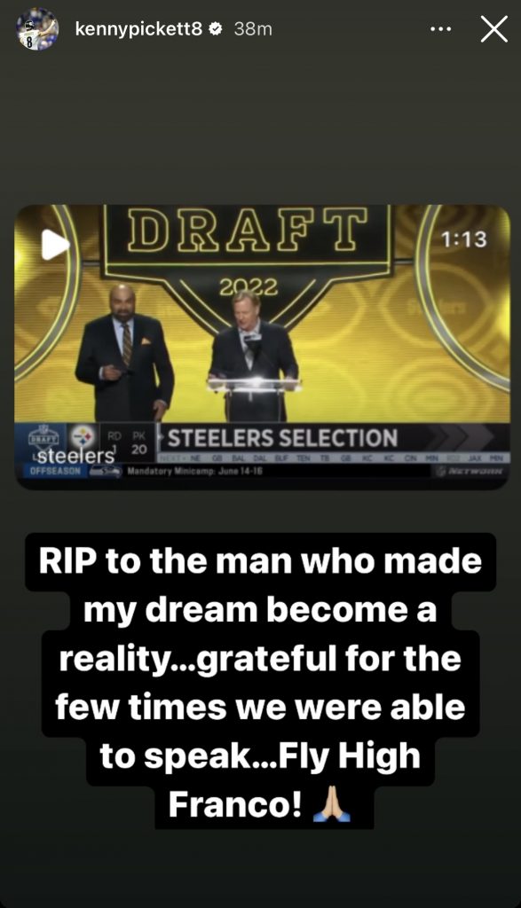 Steelers' Pickett Reaction to Franco Harris
