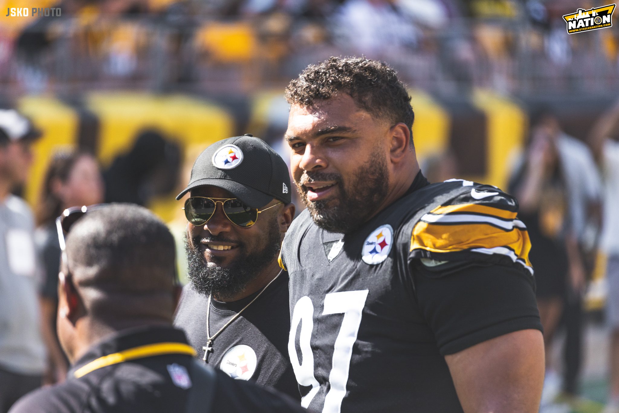 Steelers HC Mike Tomlin with star DL Cam Heyward