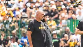 Steelers Offensive Line Coach Pat Meyer Reveals Root Of Zach Frazier's Concerning Issues (Steelers News). Photo by Jordan Schofield / SteelerNation (Twitter / X: @JSKO_PHOTO)