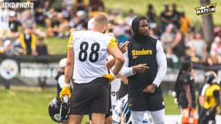 Steelers' Arthur Smith Reveals Ultimate Truth About Pat Freiermuth And Jonnu Smith (Steelers News). Photo by Jordan Schofield / SteelerNation (X: @JSKO_PHOTO)