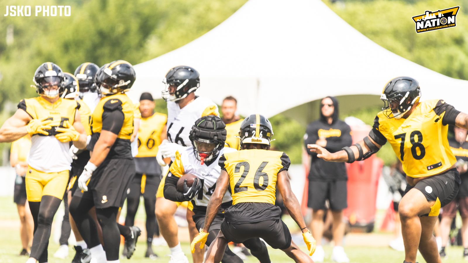 Steelers Receive Disappointing Injury News At Saturday Night Camp Practice (Steelers News). Photo by Jordan Schofield / SteelerNation (X: @JSKO_PHOTO)