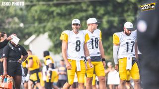 Steelers' Nick Herbig Let Aaron Rodgers Hear It After His Big Mistake At Practice (Steelers News). Photo by Jordan Schofield / SteelerNation (X: @JSKO_PHOTO)