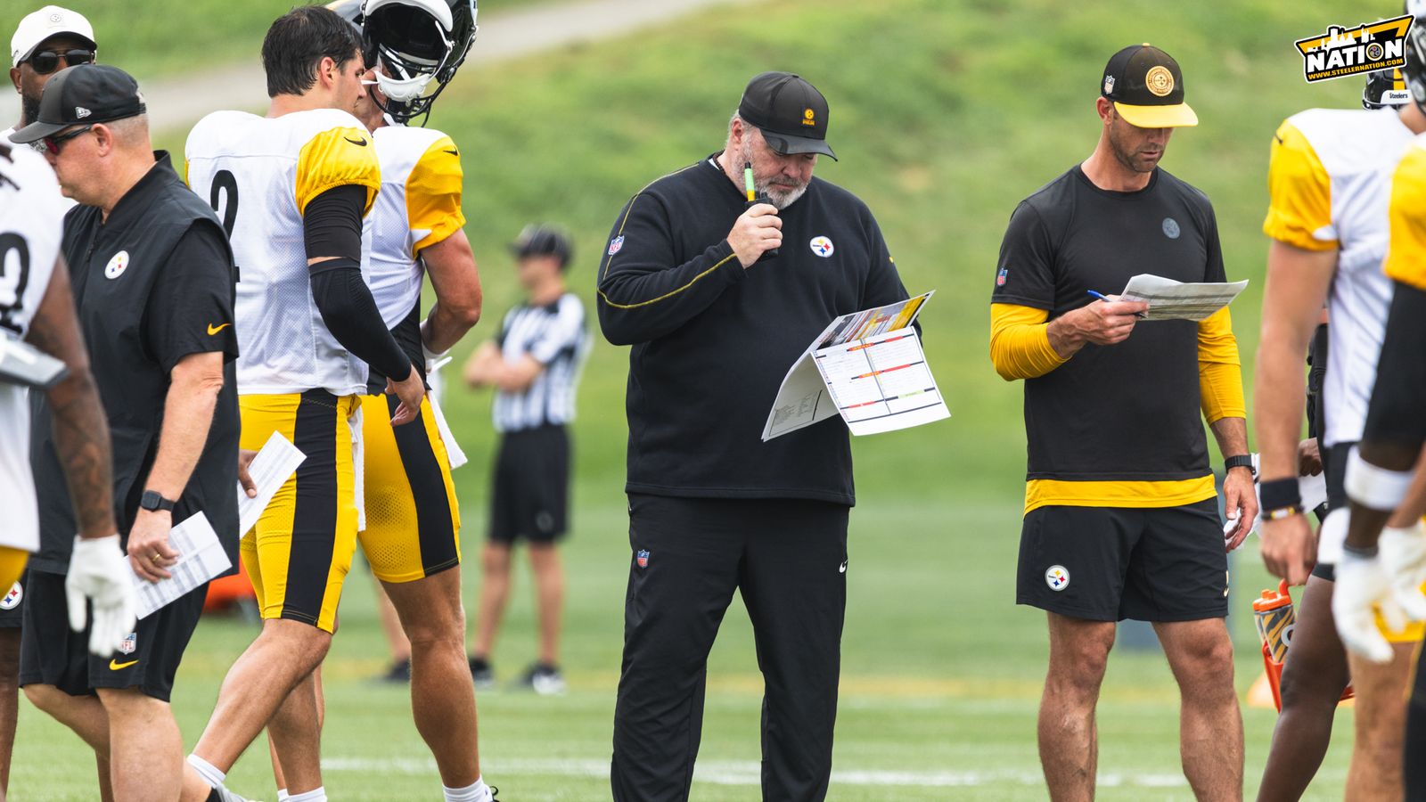 Steelers' Mike McCarthy Gets Honest About Aaron Rodgers: "We Still Aren't There" (Steelers News). Photo by Jordan Schofield / SteelerNation (X: @JSKO_PHOTO)