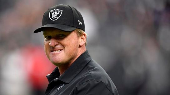 LAS VEGAS, NEVADA - SEPTEMBER 13: Head coach Jon Gruden of the Las Vegas Raiders looks on ahead of the game against the Baltimore Ravens at Allegiant Stadium on September 13, 2021 in Las Vegas, Nevada. LAS VEGAS, NEVADA - SEPTEMBER 13: Head coach Jon Gruden of the Las Vegas Raiders looks on ahead of the game against the Baltimore Ravens at Allegiant Stadium on September 13, 2021 in Las Vegas, Nevada.