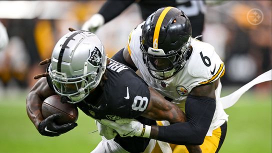 Steelers' Patrick Queen makes a tackle during Week 6 against the Las Vegas Raiders Steelers' Patrick Queen makes a tackle during Week 6 against the Las Vegas Raiders