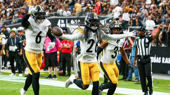 Steelers' Donte Jackson celebrates after his interception against the Las Vegas Raiders in Week 6 Steelers' Donte Jackson celebrates after his interception against the Las Vegas Raiders in Week 6