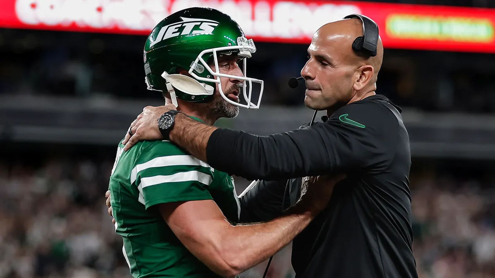 Steelers Hear Strange Trade Talk Involving Aaron Rodgers' Ex-Teammate Breece Hall (Steelers News). Photo by Adam Hunger / AP Photo