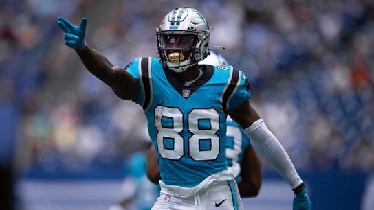Panthers wide receiver Terrace Marshall Jr. (88) celebrates a first down during Carolina’s preseason game against the Indianapolis Colts on Aug. 15 in Indianapolis Panthers wide receiver Terrace Marshall Jr. (88) celebrates a first down during Carolina’s preseason game against the Indianapolis Colts on Aug. 15 in Indianapolis