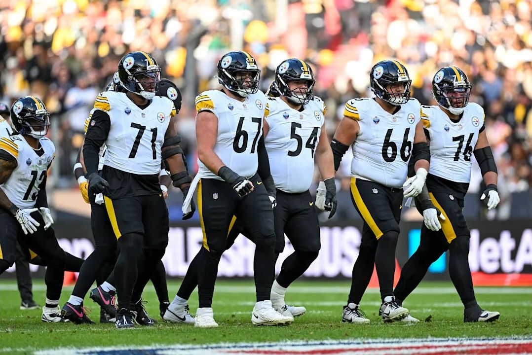 Steelers' Max Iheanachor, Brock Hoffman, Zach Frazier, Mason McCormick, and Troy Fautanu Steelers' Max Iheanachor, Brock Hoffman, Zach Frazier, Mason McCormick, and Troy Fautanu