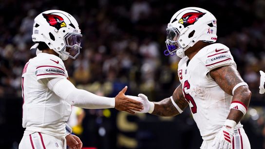 Arizona Cardinals quarterback, Kyler Murray, and running back, James Conner, celebrate during the Cardinals' 20-13 win over the New Orleans Saints in Week 1 of the 2025 NFL Season. Arizona Cardinals quarterback, Kyler Murray, and running back, James Conner, celebrate during the Cardinals' 20-13 win over the New Orleans Saints in Week 1 of the 2025 NFL Season.