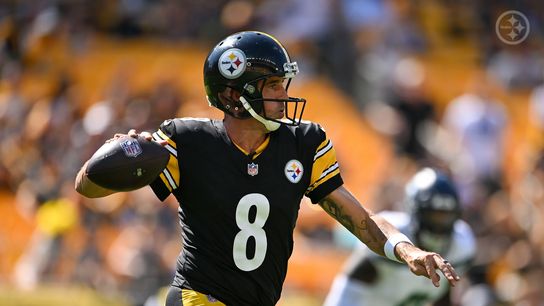 Steelers' quarterback Aaron Rodgers prepares to throw downfield vs the Seattle Seahawks. Steelers' quarterback Aaron Rodgers prepares to throw downfield vs the Seattle Seahawks.