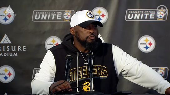Mike Tomlin during his postgame press conference following the Steelers' 31-17 loss to the Seattle Seahawks.