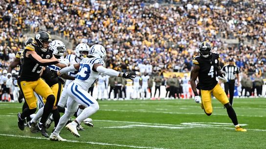 Steelers wide receiver DK Metcalf (4) during a regular season matchup between the Pittsburgh Steelers and Indianapolis Colts. Steelers wide receiver DK Metcalf (4) during a regular season matchup between the Pittsburgh Steelers and Indianapolis Colts.