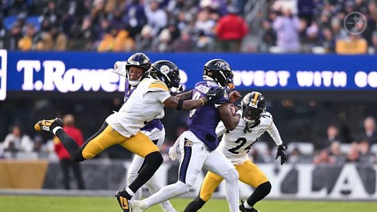 Steelers cornerback Joey Porter Jr. (24) during a regular season matchup between the Pittsburgh Steelers and Baltimore Ravens.