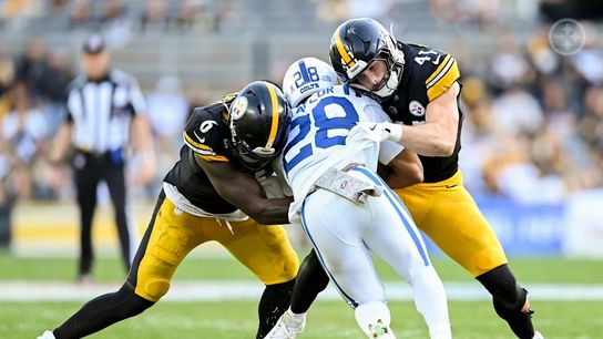 Steelers linebacker Patrick Queen (6) and linebacker Payton Wilson (41) during a regular season matchup between the Pittsburgh Steelers and Indianapolis Colts. Steelers linebacker Patrick Queen (6) and linebacker Payton Wilson (41) during a regular season matchup between the Pittsburgh Steelers and Indianapolis Colts.