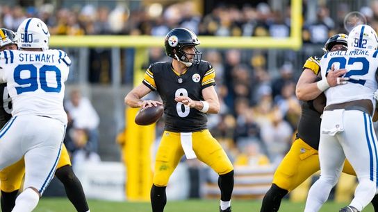 Steelers quarterback Aaron Rodgers (8) during a regular season matchup between the Pittsburgh Steelers and Indianapolis Colts.