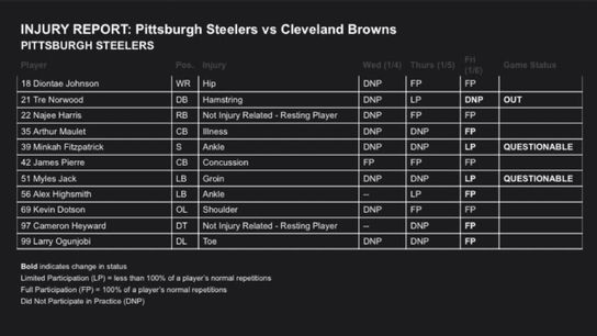 Steelers Week 18 injury report