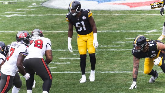 Steelers linebacker, Myles Jack (#55) lines up on defense prior to a snap against the Tampa Bay Buccaneers at Acrisure Stadium in Pittsburgh, PA. | Photo Credit: Jordan Schofield / SteelerNation (Twitter: @JSKO_PHOTO) Steelers linebacker, Myles Jack (#55) lines up on defense prior to a snap against the Tampa Bay Buccaneers at Acrisure Stadium in Pittsburgh, PA. | Photo Credit: Jordan Schofield / SteelerNation (Twitter: @JSKO_PHOTO)