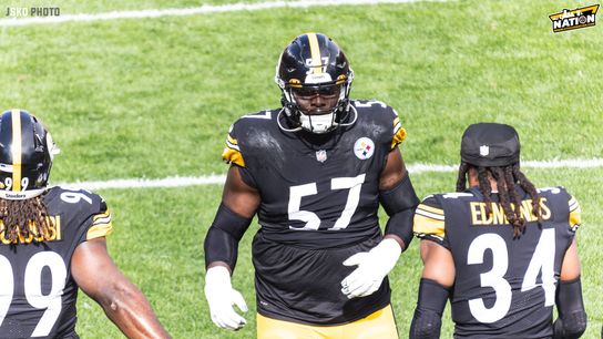 Steelers defensive lineman, Montravius Adams warms up on the field at Acrisure Stadium before a 2022 regular season matchup against the Tampa Bay Buccaneers. | 
