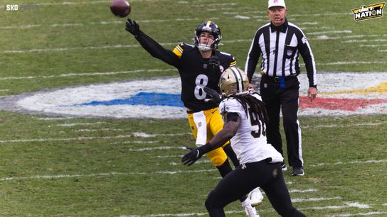 Steelers quarterback, Kenny Pickett (#8) makes a pass during a 2022 regular season game against the New Orleans Saints at Acrisure Stadium in Pittsburgh, PA. Steelers Kenny Pickett