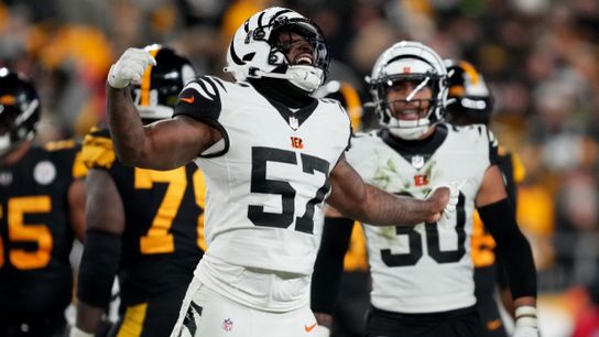 Bengals' linebacker, Germaine Pratt (#57) gets extremely excited and celebrates after making a big play against the Pittsburgh Steelers. | USA Today Bengals' linebacker, Germaine Pratt (#57) gets extremely excited and celebrates after making a big play against the Pittsburgh Steelers. | USA Today
