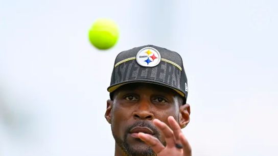 Steelers cornerback Patrick Peterson gets in some training with a tennis ball at St. Vincent College in Latrobe, PA during his first ever Steelers training camp. Steelers cornerback Patrick Peterson gets in some training with a tennis ball at St. Vincent College in Latrobe, PA during his first ever Steelers training camp.