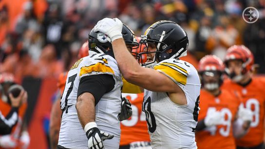 Steelers' Cam Heyward (97) and TJ Watt (90)