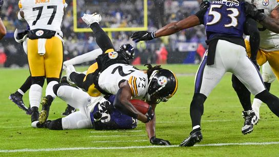 Steelers' Najee Harris scores against the Baltimore Ravens in 2023 Steelers' Najee Harris