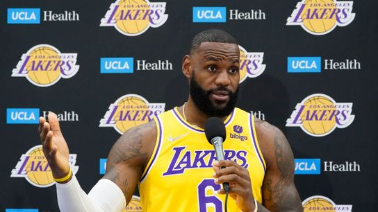 LeBron James fields questions during the Los Angeles Lakers media day on Tuesday, September 28, 2021, in El Segundo, California. Steelers LeBron James comparison