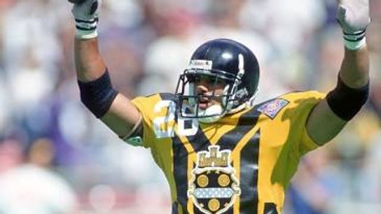 Rod Woodson during a game in 1994 featuring the Steelers throwback uniforms which were worn twice.