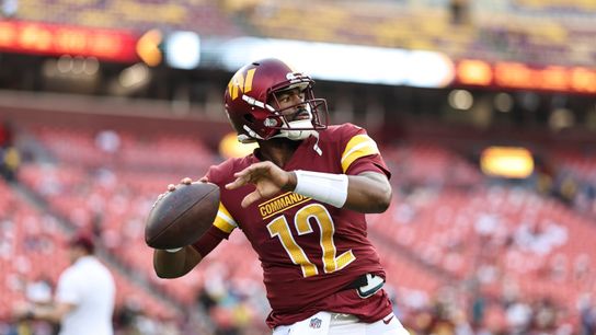 Washington Commanders quarterback, Jacoby Brissett (12). Steelers Jacoby Brissett