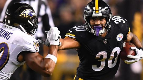 Steelers' Former running back James Conner versus the Baltimore Ravens in a Sunday Night matchup. Steelers' Former running back James Conner versus the Baltimore Ravens in a Sunday Night matchup.