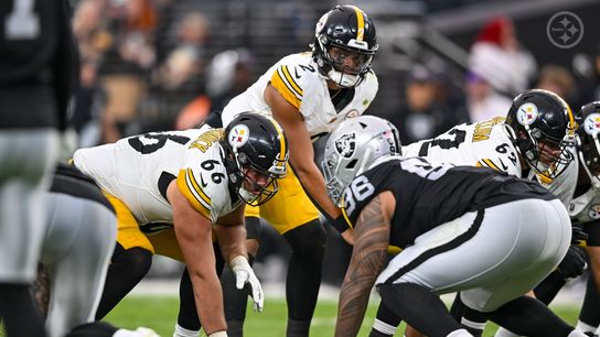 Steelers' Mason McCormick lining up against the Las Vegas Raiders during Week 6 Steelers' Mason McCormick lining up against the Las Vegas Raiders during Week 6