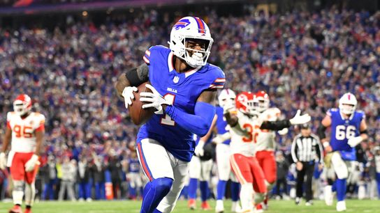 Buffalo Bills wide receiver Curtis Samuel (1) scores a touchdown vs the Kansas City Chiefs during the 2024 season. Buffalo Bills wide receiver Curtis Samuel (1) scores a touchdown vs the Kansas City Chiefs during the 2024 season.