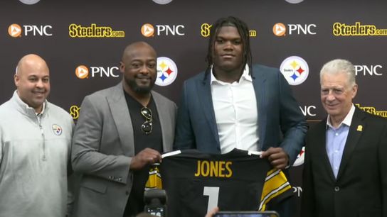 Pittsburgh Steelers Broderick Jones, Mike Tomlin, Omar Khan, Art Rooney II Pittsburgh Steelers Broderick Jones, Mike Tomlin, Omar Khan, Art Rooney II