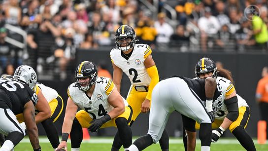 Steelers' offensive line during Week 6 game against the Las Vegas Raiders