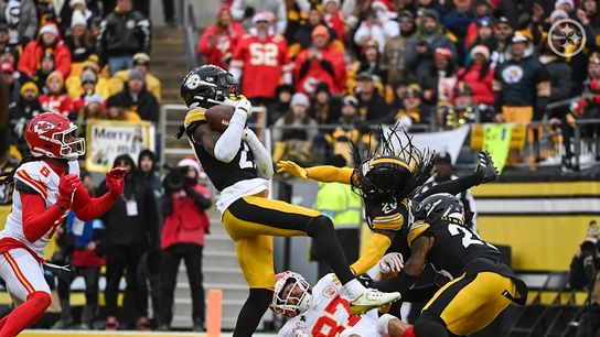 Pittsburgh Steelers' DB Cory Trice Jr. and others during a play against the Kansas City Chiefs on Christmas Day in 2024. Pittsburgh Steelers' DB Cory Trice Jr. and others during a play against the Kansas City Chiefs on Christmas Day in 2024.