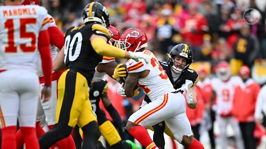 The Pittsburgh Steelers defense including TJ Watt and Payton Wilson against the Kansas City Chiefs on Christmas Day in 2024. The Pittsburgh Steelers defense including TJ Watt and Payton Wilson against the Kansas City Chiefs on Christmas Day in 2024.