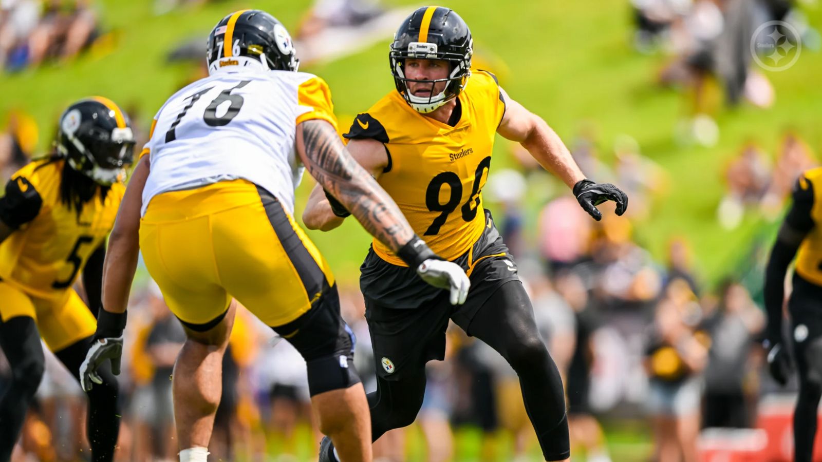 Steelers' TJ Watt Is Implementing An Interesting Strategy With Troy Fautanu During Training Camp (Steelers News). Photo by Karl Roser / Pittsburgh Steelers