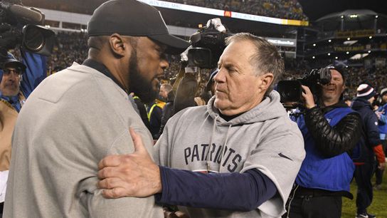 Steelers' Mike Tomlin with Patriots' Bill Belichick Steelers' Mike Tomlin