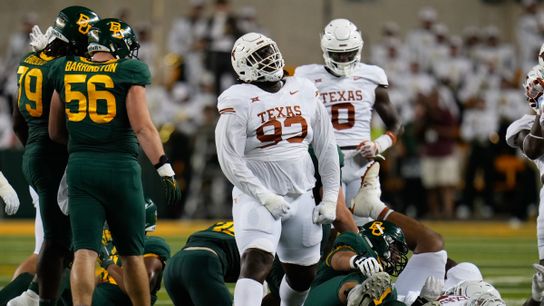 Texas Longhorns Defensive Tackle T'Vondre Sweat Celebrates Against Baylor
