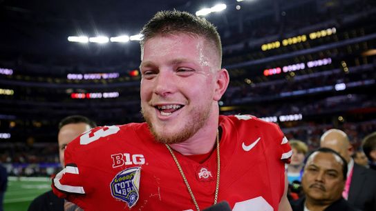 Steelers' Jack Sawyer talking to the media following a college game. Steelers' Jack Sawyer talking to the media following a college game.